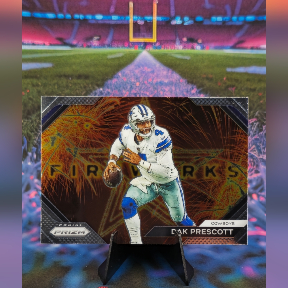 Dak Prescott 2023 Panini Prizm Fireworks Insert No.F-5 Dallas Cowboys